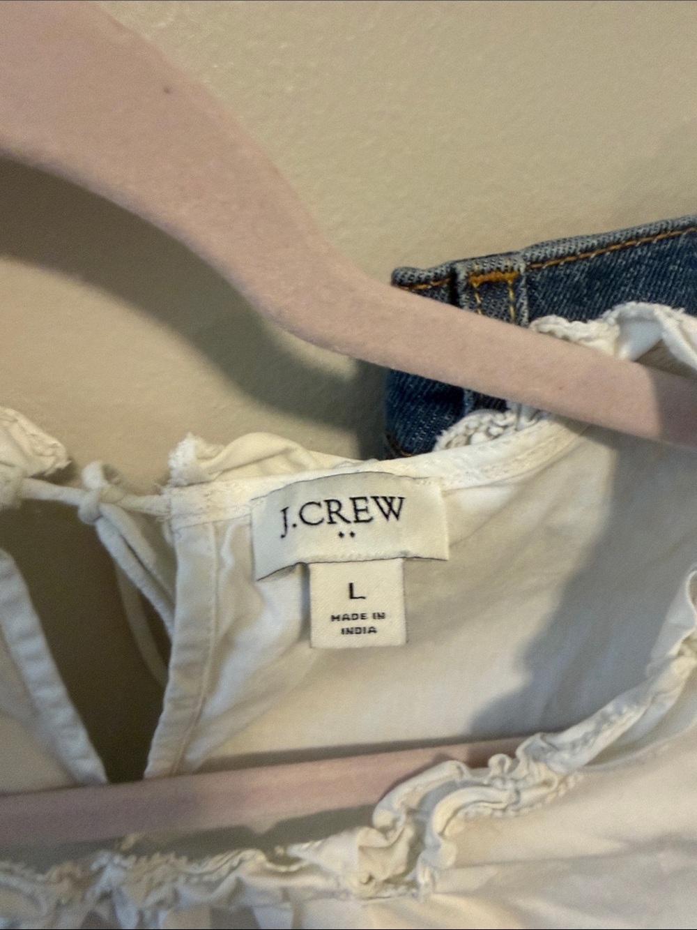 J-Crew Large White Sleeveless Ruffle-Trim Cotton Blouse - Picture 2 of 5